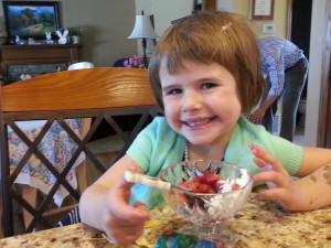 Lydia loved it! What’s not to love? Fruit and whipped cream! 
