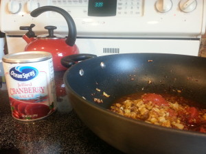 Cranberry BBQ sauce takes minutes to prepare. 