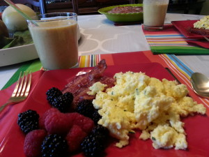 Brett has not been home for six months….so you have to pull out all the stops and cook a full breakfast served with warm mom lovin’ you up conversation.