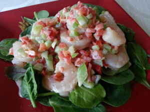 This Shrimp Salad is sure to impress friend and tastes great! Don’t tell them it took minutes to prepare!