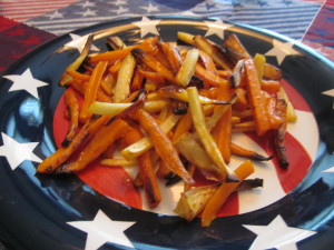 This is an inexpensive veggie side dish to accompany any entrée. To save more money buy five pound bags of carrots. Serve your family and company health this Fourth of July! 