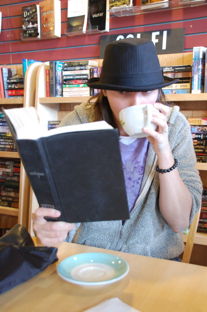 Kate Campbell, RD, RYT drinking coffee