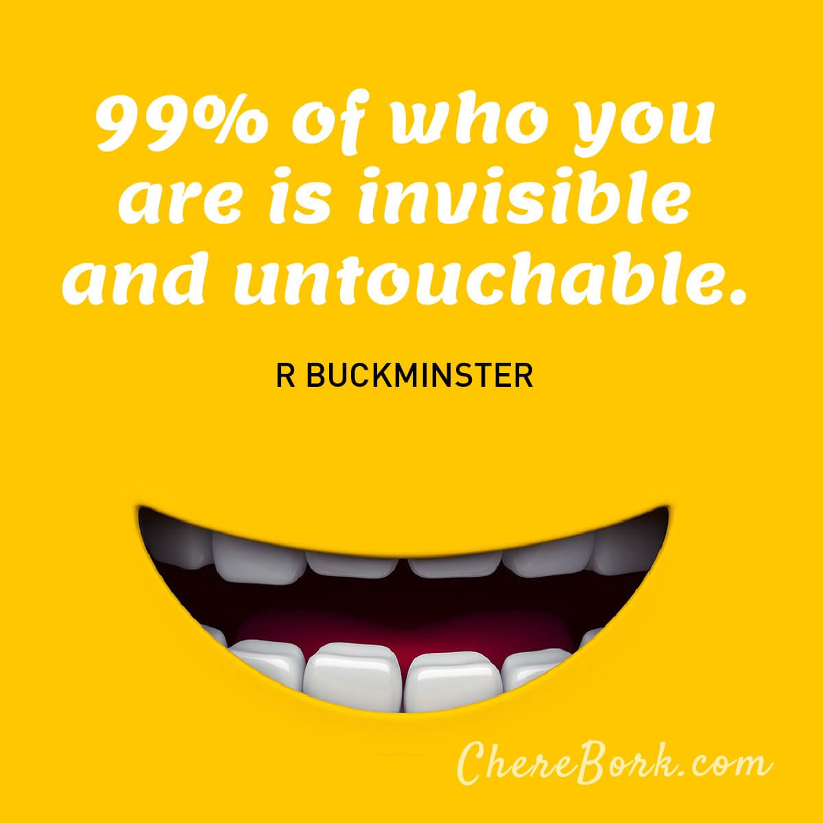 99% of who you are is invisible and untouchable. R. Buckminster Fuller