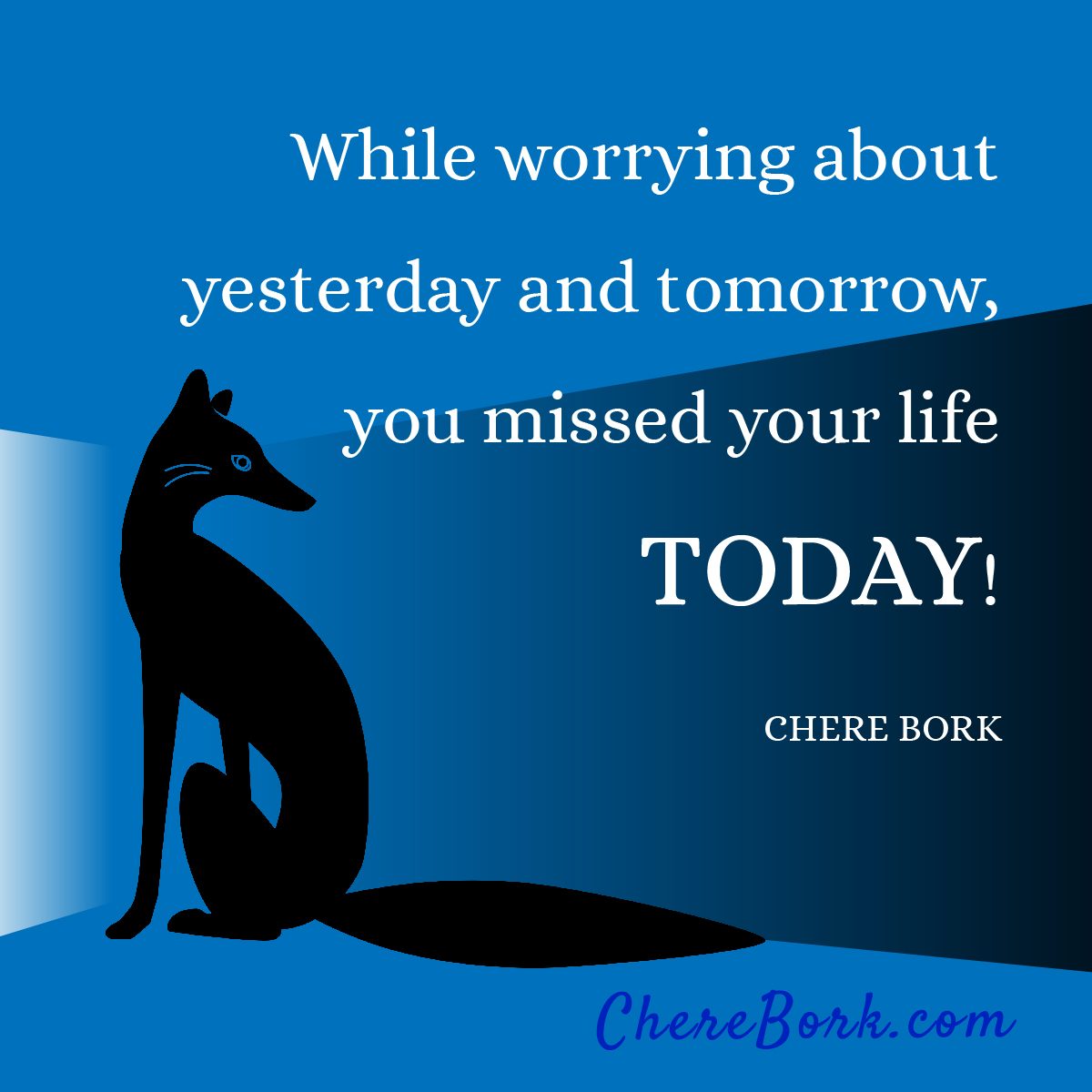 While worrying about yesterday and tomorrow, you missed your life today! -Chere Bork