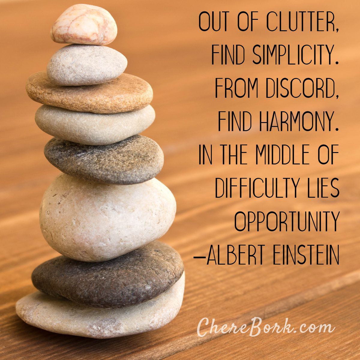 Out of clutter, find simplicity. From discord, find harmony. In the middle of difficulty lies opportunity. -Albert Einstein