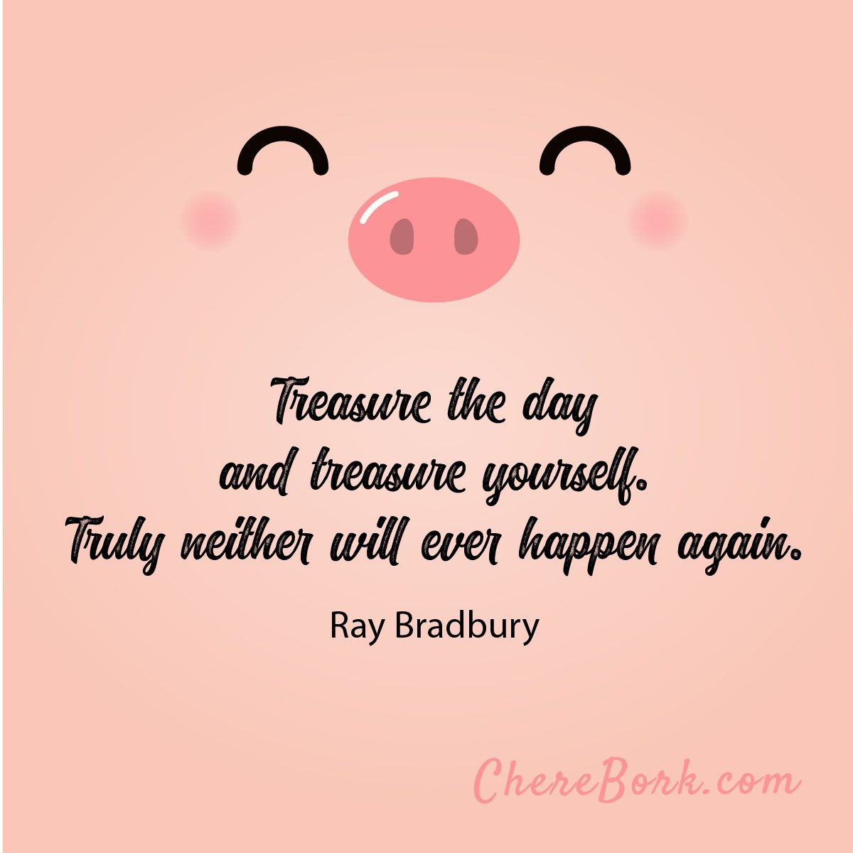 Treasure the day and treasure yourself. Truly neither will ever happen again. -Ray Bradbury