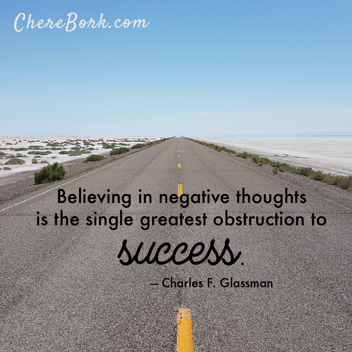 Believing in negative thoughts is the single greatest obstruction to success. -Charles F. Glassman