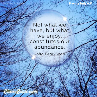Not what we have, but what we enjoy, constitutes our abundance. – John Petit-Senn